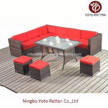 Stahl Tisch Ecksofa Set 1003 Rot